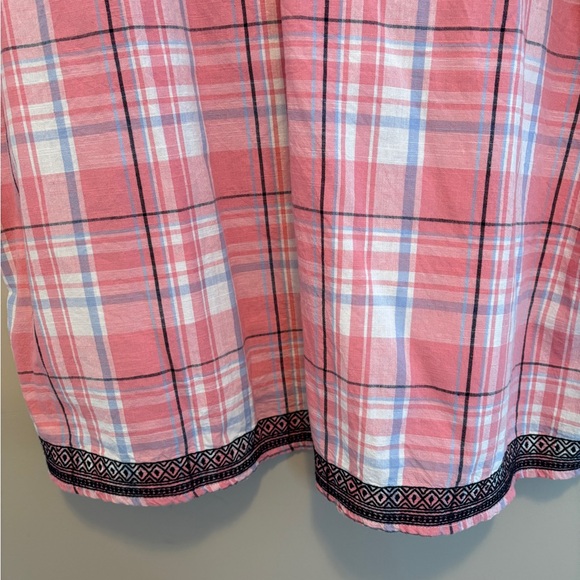 Crown & Ivy Dress Sz 14 Pink Blue White Plaid Tassel Short Sleeve Beach Casual - Picture 7 of 12